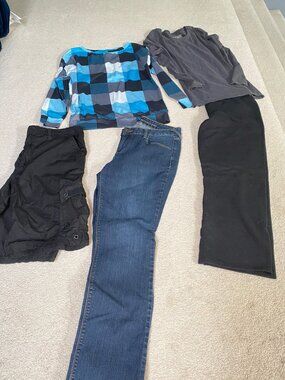 Size 12 Women's clothing  3 total Shirts 2 pair pants and one pair of shorts.
